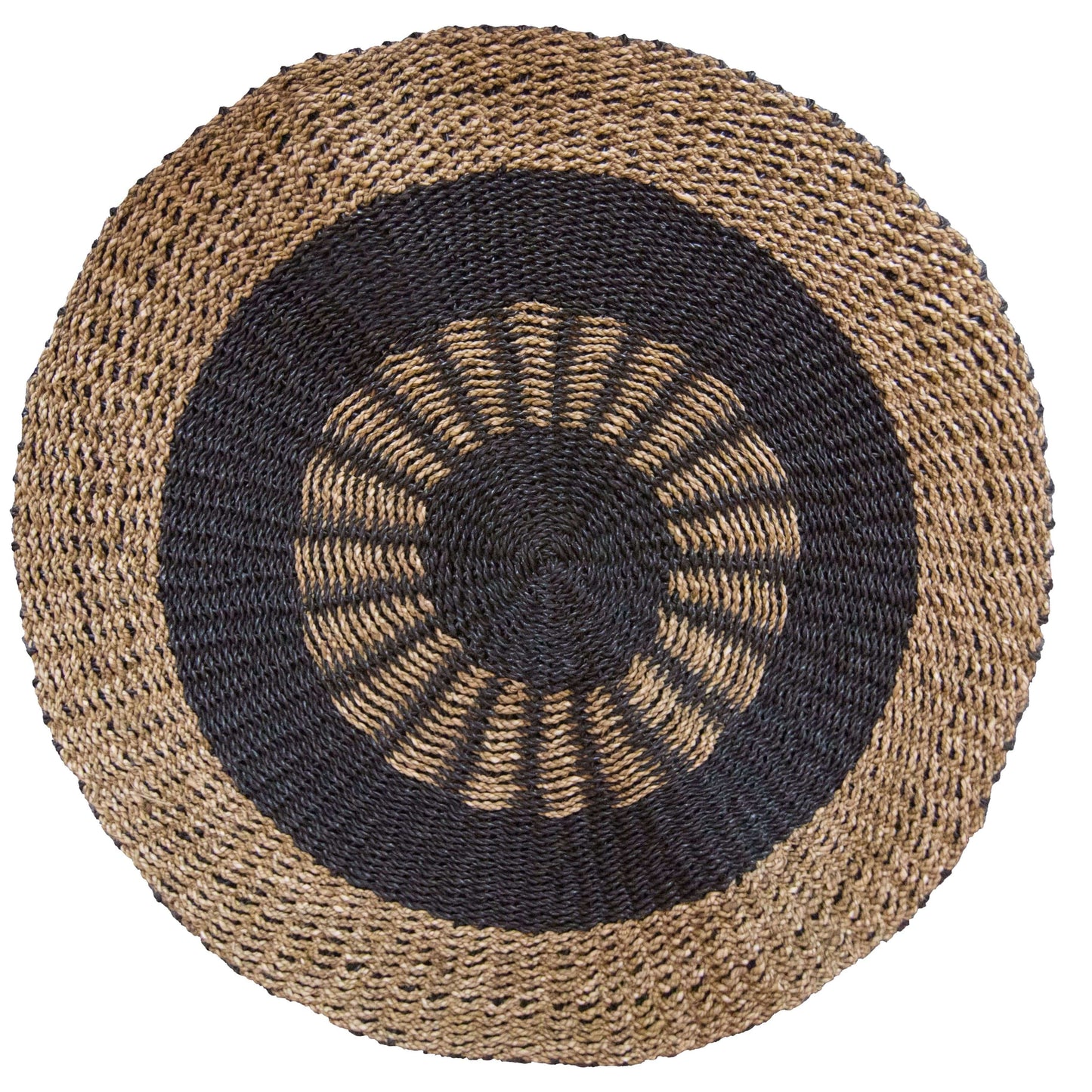 Bliss Round Seagrass Black & Tan - Inner Sun - 1m