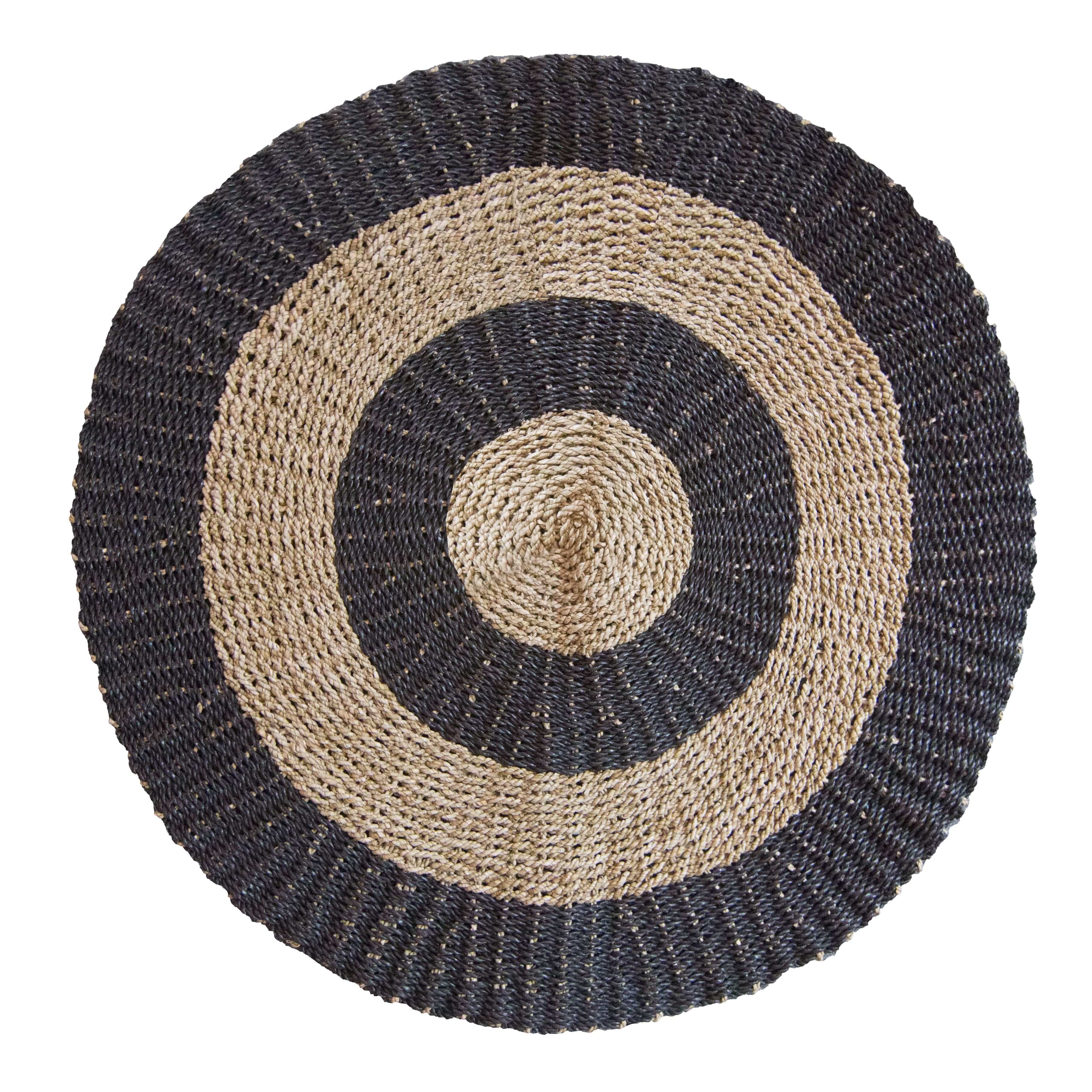 Round Seagrass Black & 2024 Tan - Circles - 1m