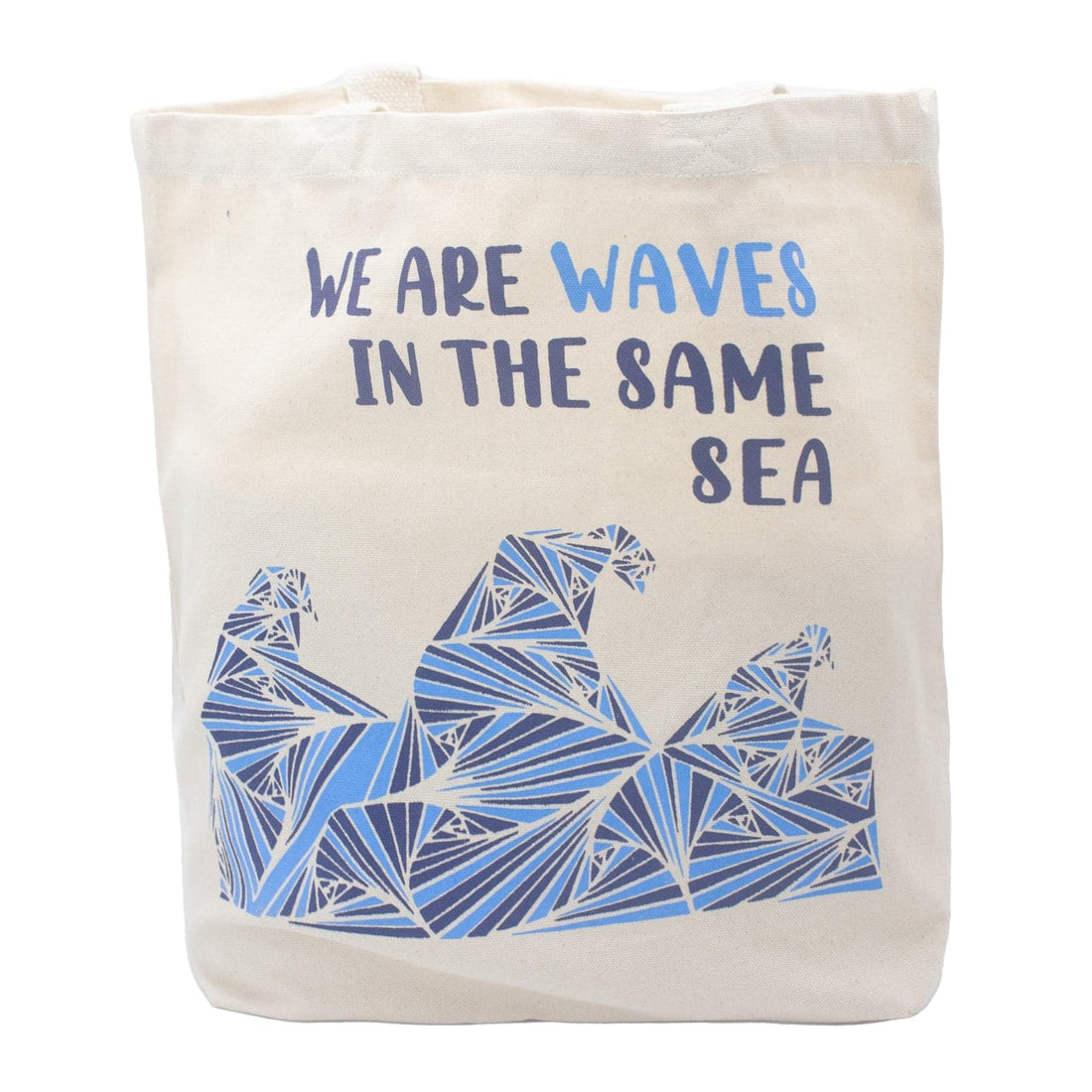 Printed Cotton Bag - We are Waves - Natural - best price from Maltashopper.com PCB-01C