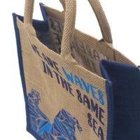 Printed Jute Bag - We are Waves - Natural - best price from Maltashopper.com PJB-01C