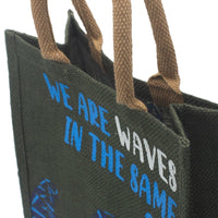Printed Jute Bag - We are Waves - Grey - best price from Maltashopper.com PJB-01A