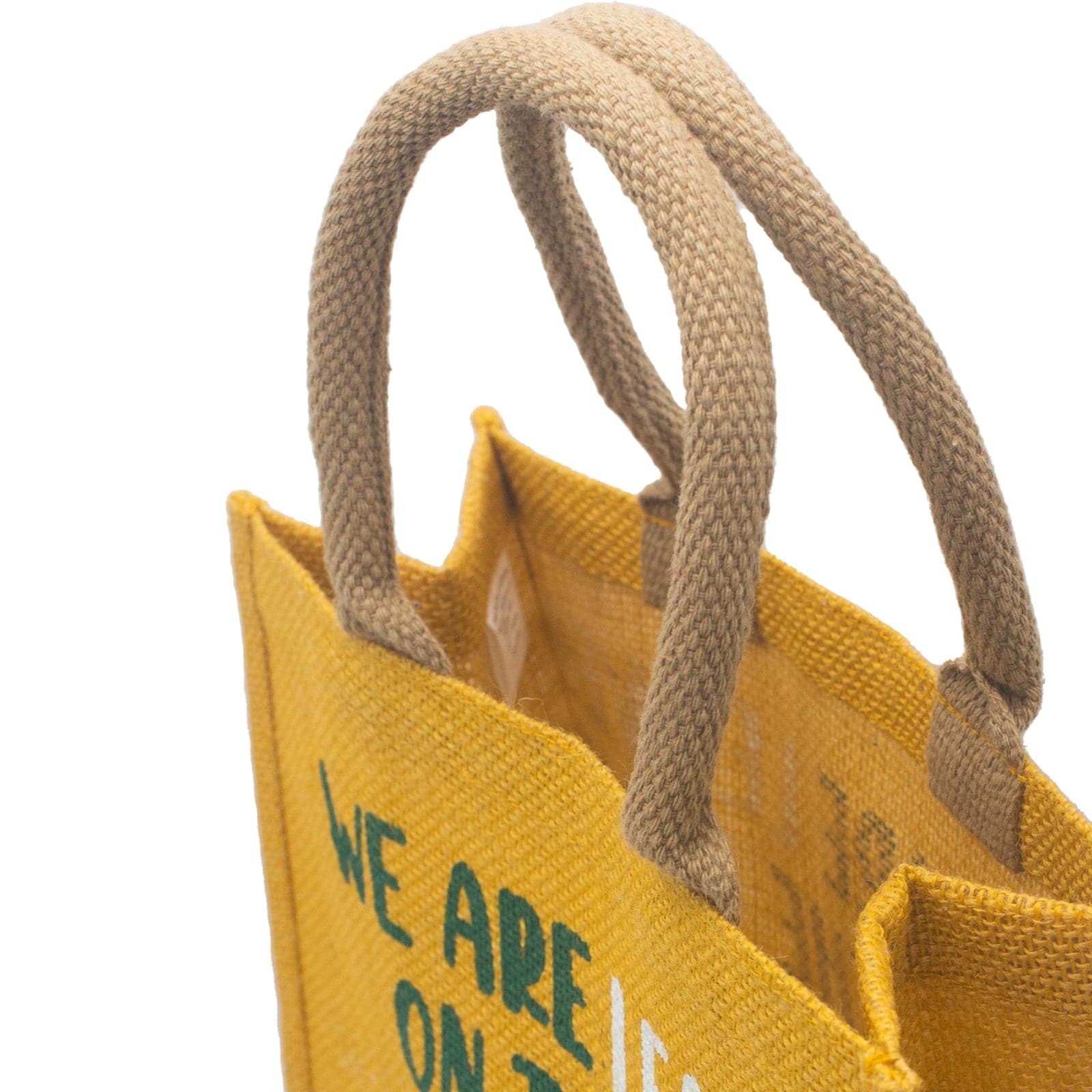 Printed Jute Bag - We are Leaves - Yellow - best price from Maltashopper.com PJB-02A
