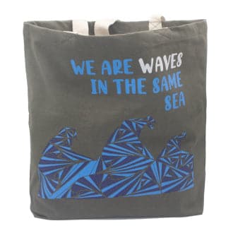 Printed Cotton Bag - We are Waves - Grey - best price from Maltashopper.com PCB-01A