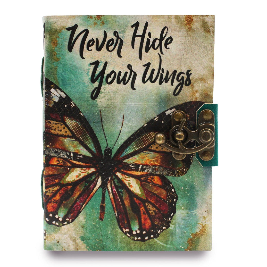 Leather "Never Hide Your Wings" Deckle-edge Notebook (7x5") - best price from Maltashopper.com LBN-24