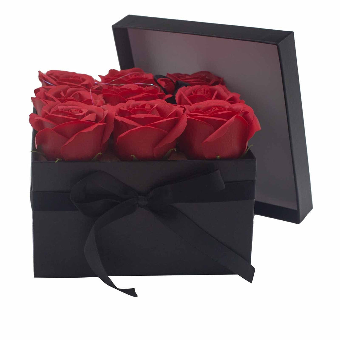 Soap Flower Gift Bouquet - 9 Red Roses - Square - best price from Maltashopper.com GSFB-01
