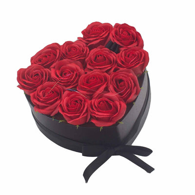 Soap Flower Gift Bouquet - 13 Red Roses - Heart - best price from Maltashopper.com GSFB-02