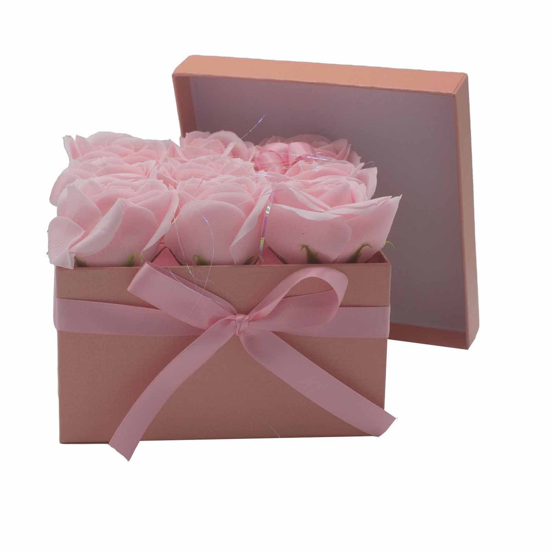 Soap Flower Gift Bouquet - 9 Pink Roses - Square - best price from Maltashopper.com GSFB-04