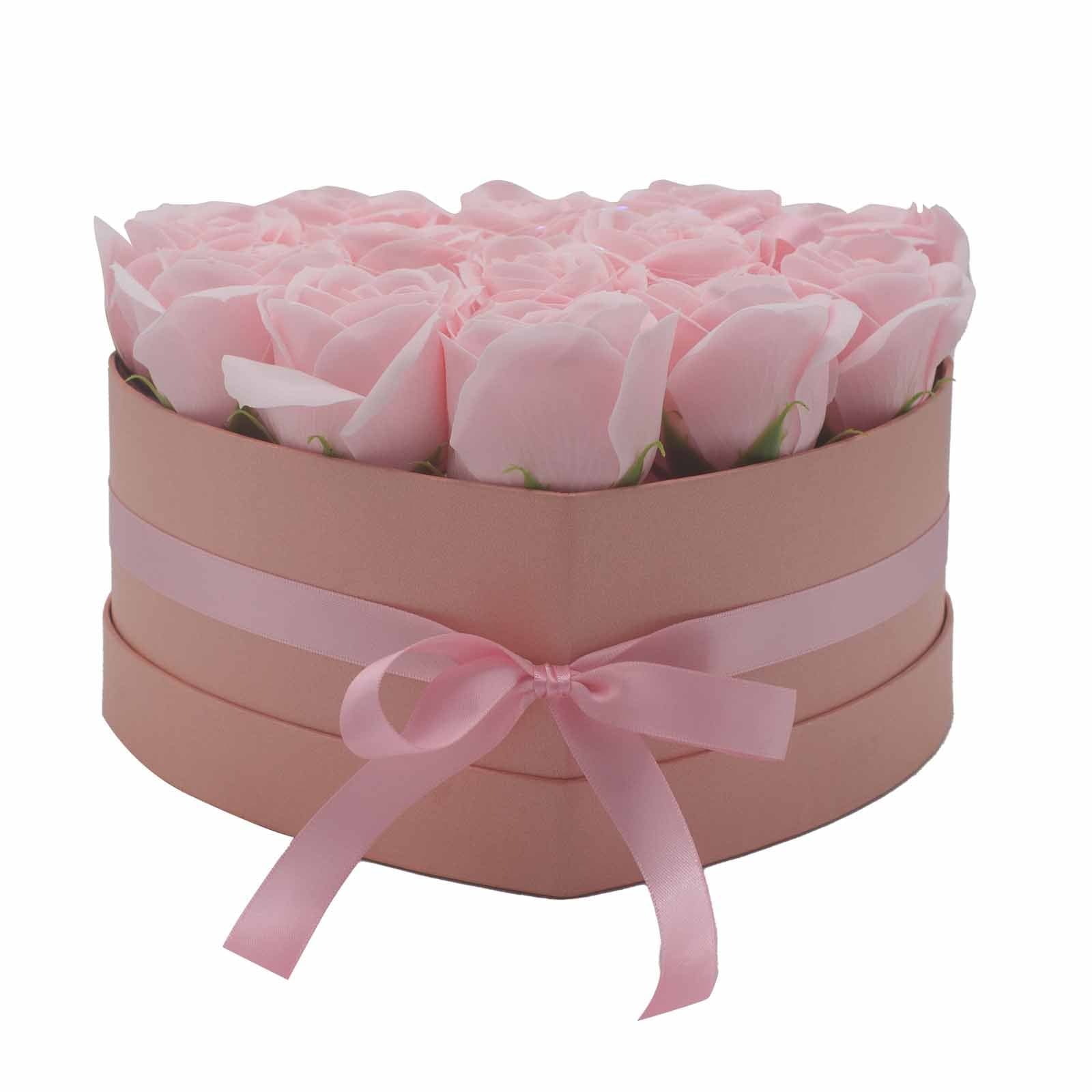 Soap Flower Gift Bouquet - 13 Pink Roses - Heart - best price from Maltashopper.com GSFB-05
