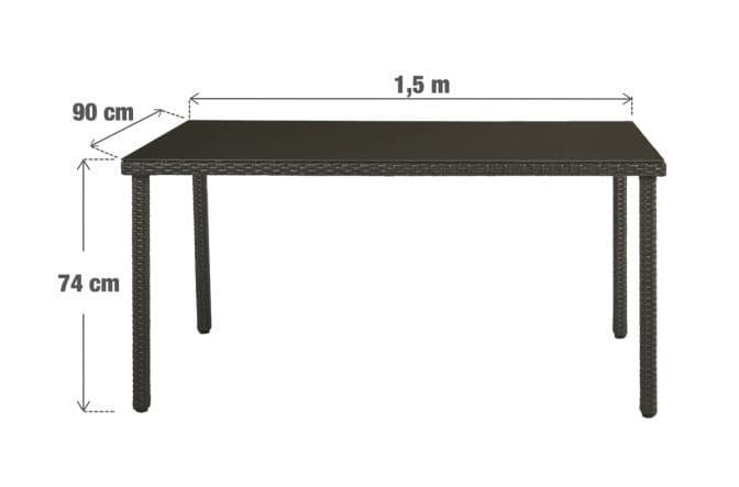 NOA NATERIAL TABLE 90X150X74 synthetic wicker steel and glass - best price from Maltashopper.com BR500012486