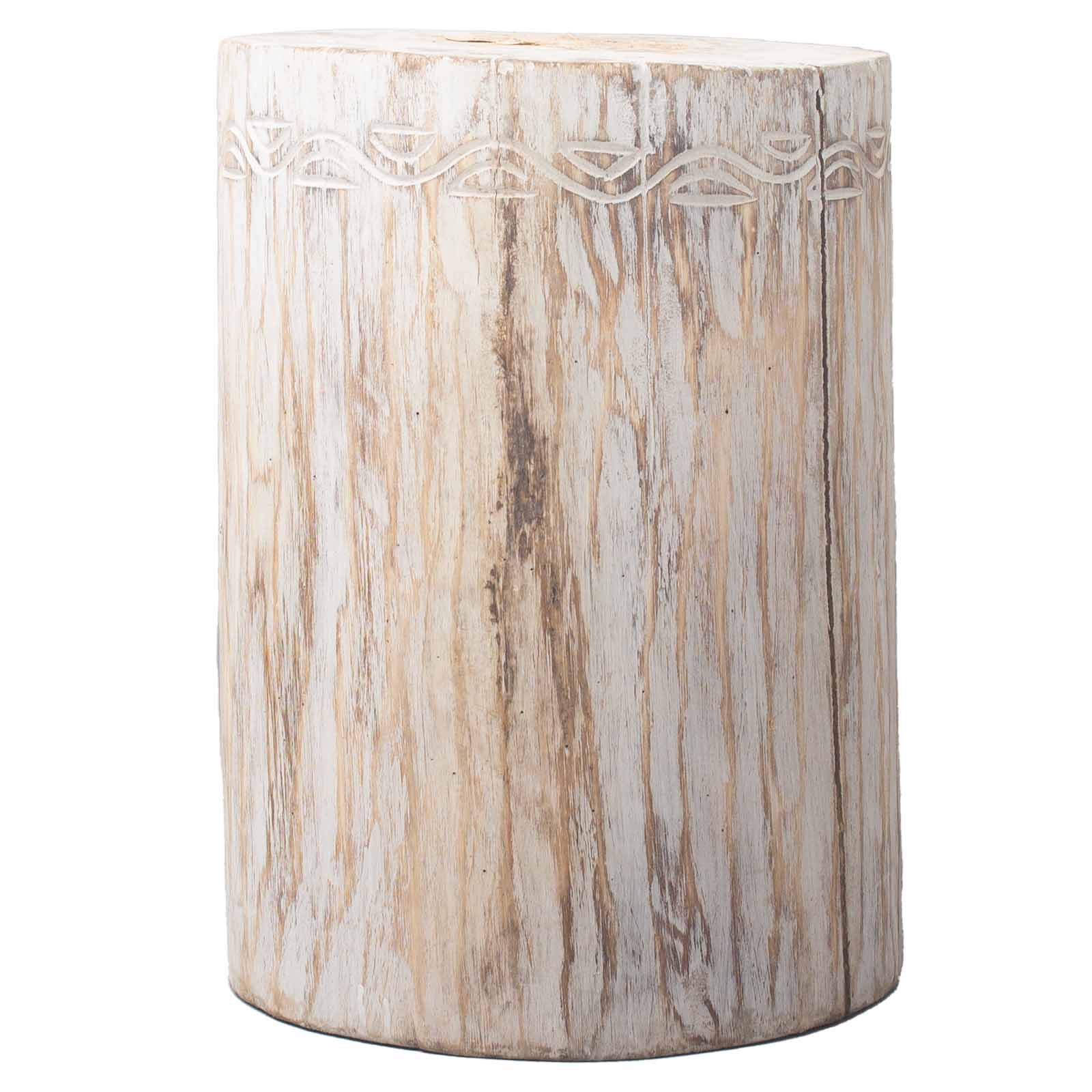 Tribal Stool / Table - Albasia - Whitewash - best price from Maltashopper.com TTS-04