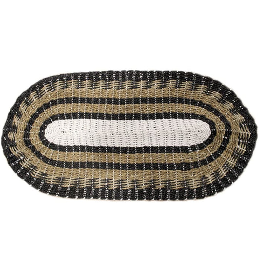 Bliss Oval Seagrass Black, White & Tan - Classic - 60x120cm