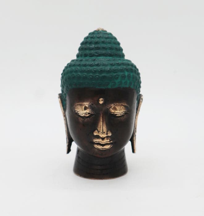 Large Antique Brass Buddha Head - best price from Maltashopper.com BFF-25