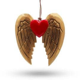Gold Xmas Angel Wing & Heart - black detail - best price from Maltashopper.com WXD-03