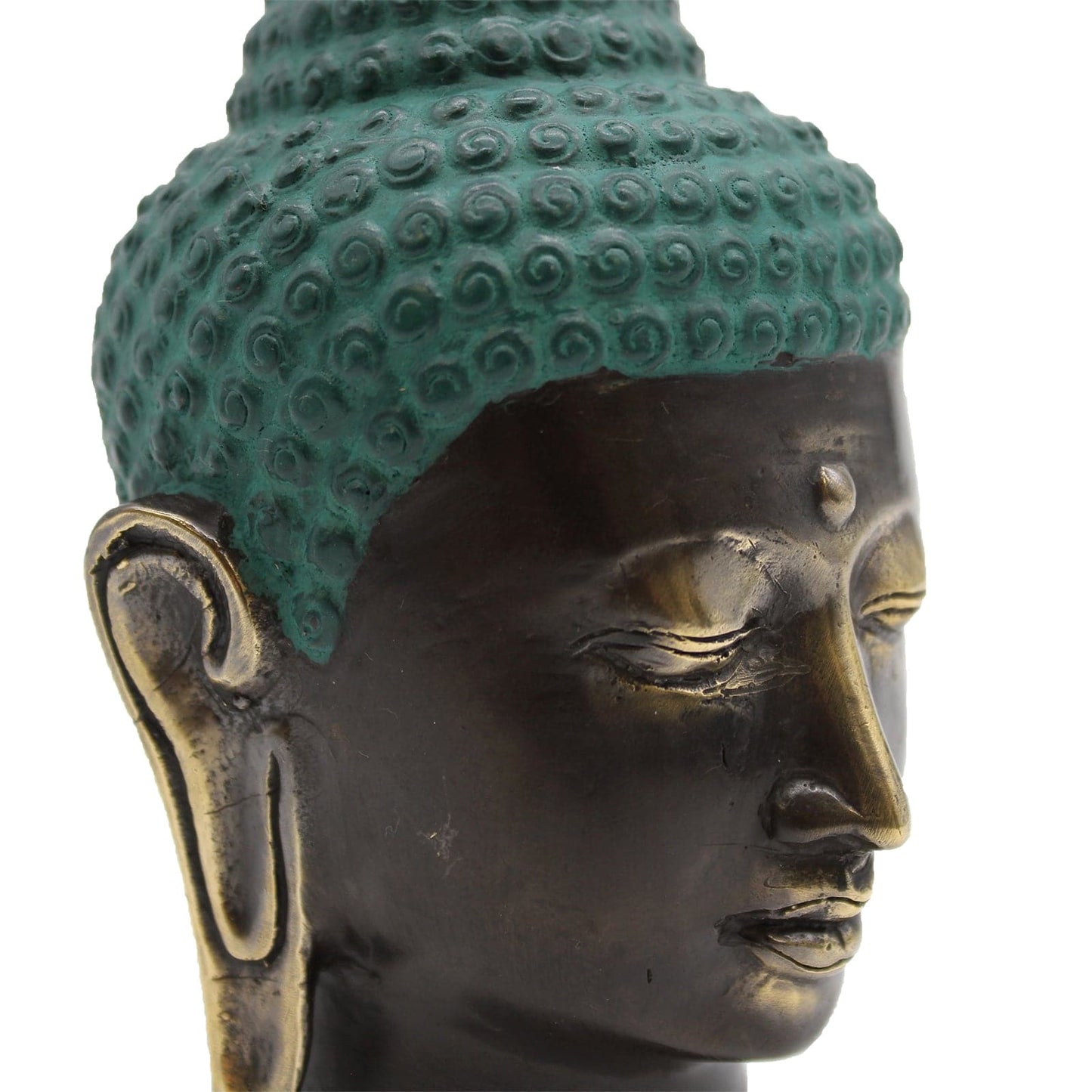 Large Antique Brass Buddha Head - best price from Maltashopper.com BFF-25