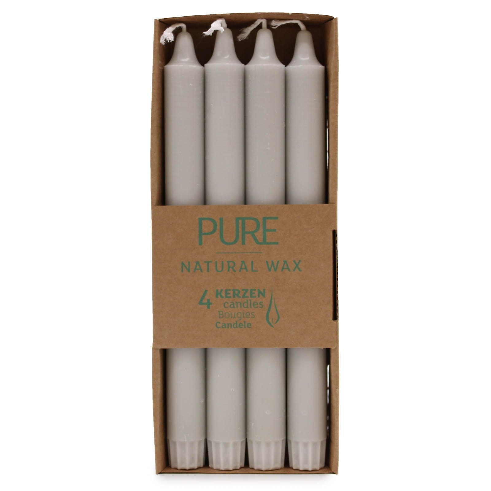 Pure Natural Wax Dinner Candle 25x2.3 - Silver Grey
