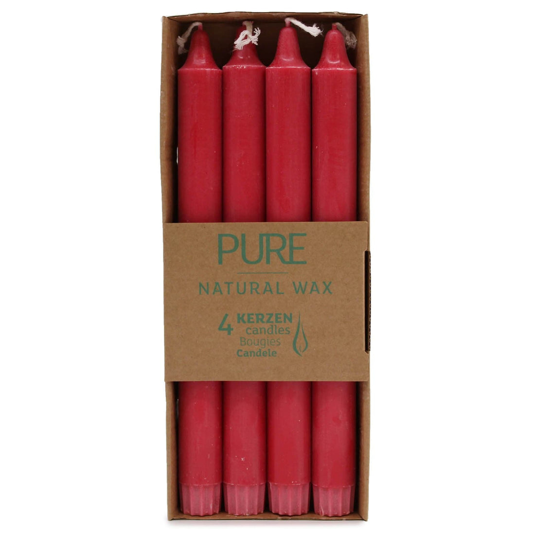 Pure Natural Wax Dinner Candle 25x2.3 - Red - best price from Maltashopper.com PUREC-03