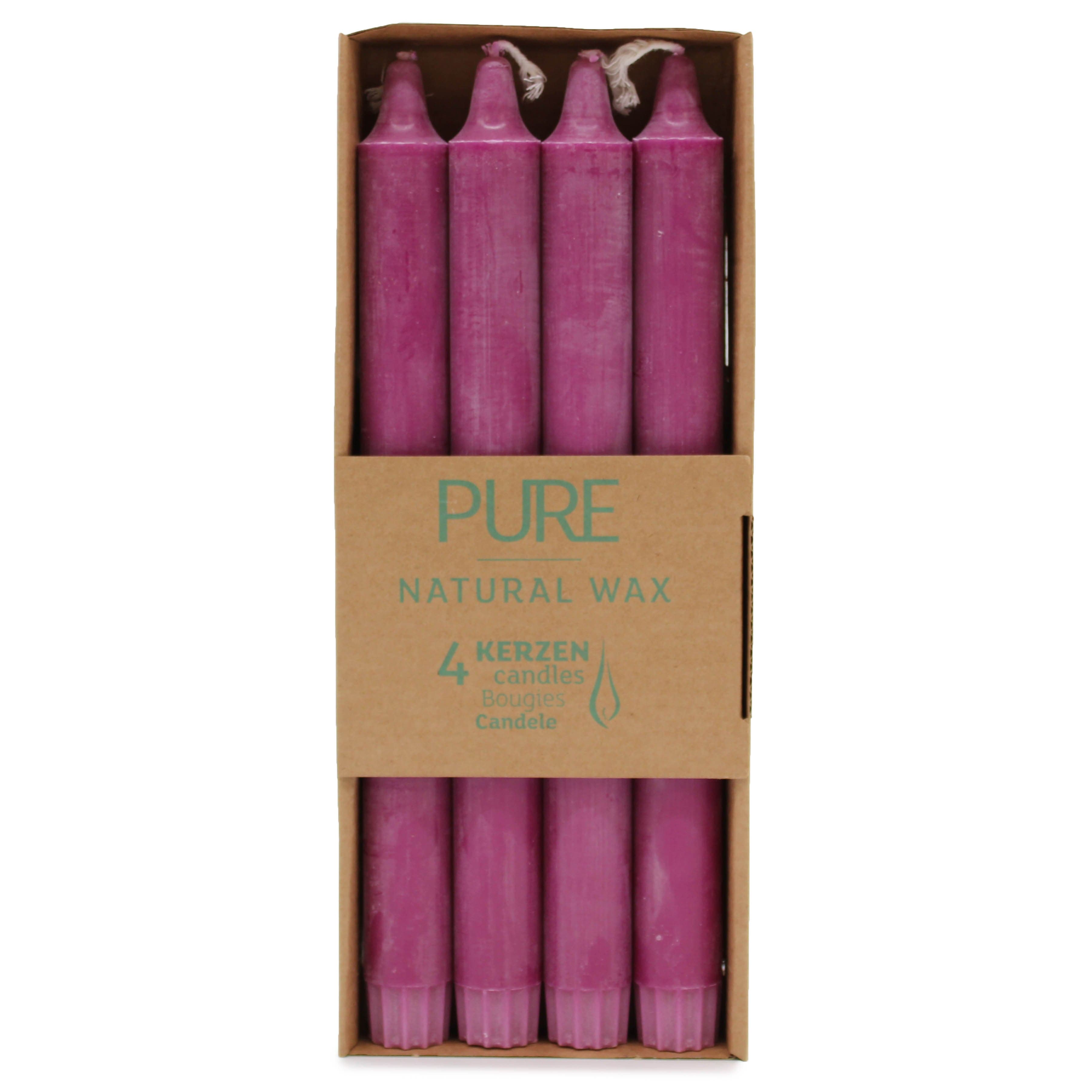 Pure Natural Wax Dinner Candle 25x2.3 - Fushcia