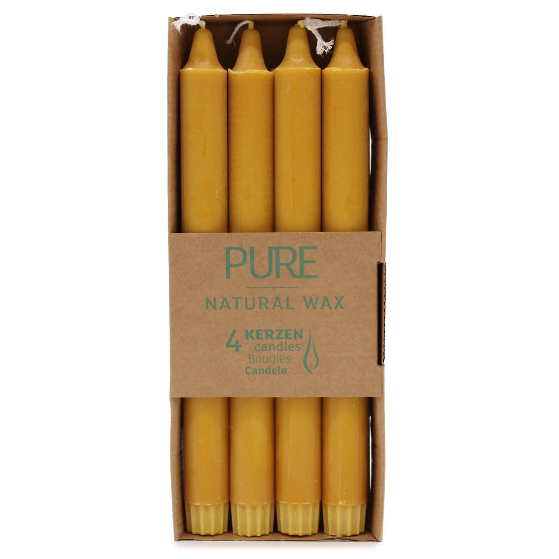 Pure Natural Wax Dinner Candle 25x2.3 - Yellow - best price from Maltashopper.com PUREC-06