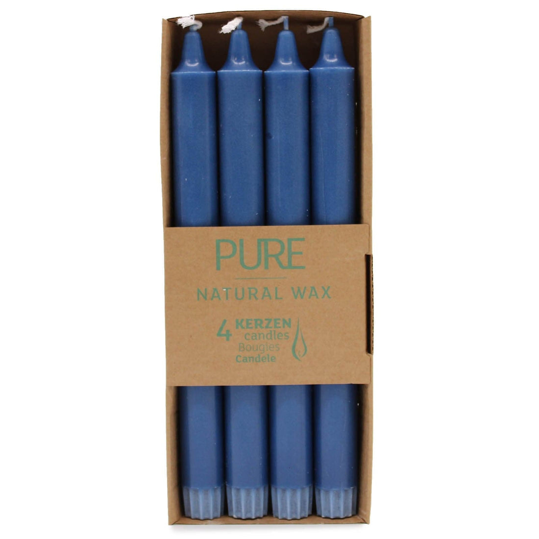 Pure Natural Wax Dinner Candle 25x2.3 - Blue - best price from Maltashopper.com PUREC-08