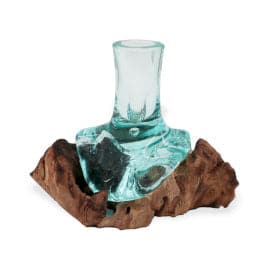Molton Glass Small Flower Vase on Wood - best price from Maltashopper.com MGW-28