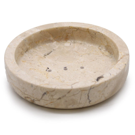 Round Honey Marble Flat Soap Dish - best price from Maltashopper.com SSD-06