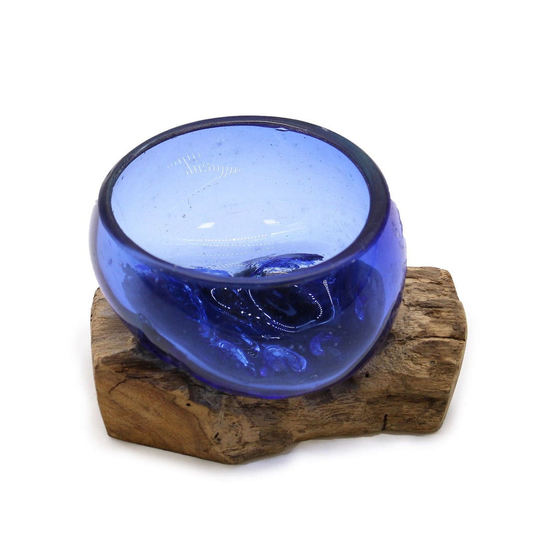 Molton Glass Mini Blue Bowl on Wood - best price from Maltashopper.com MGW-34