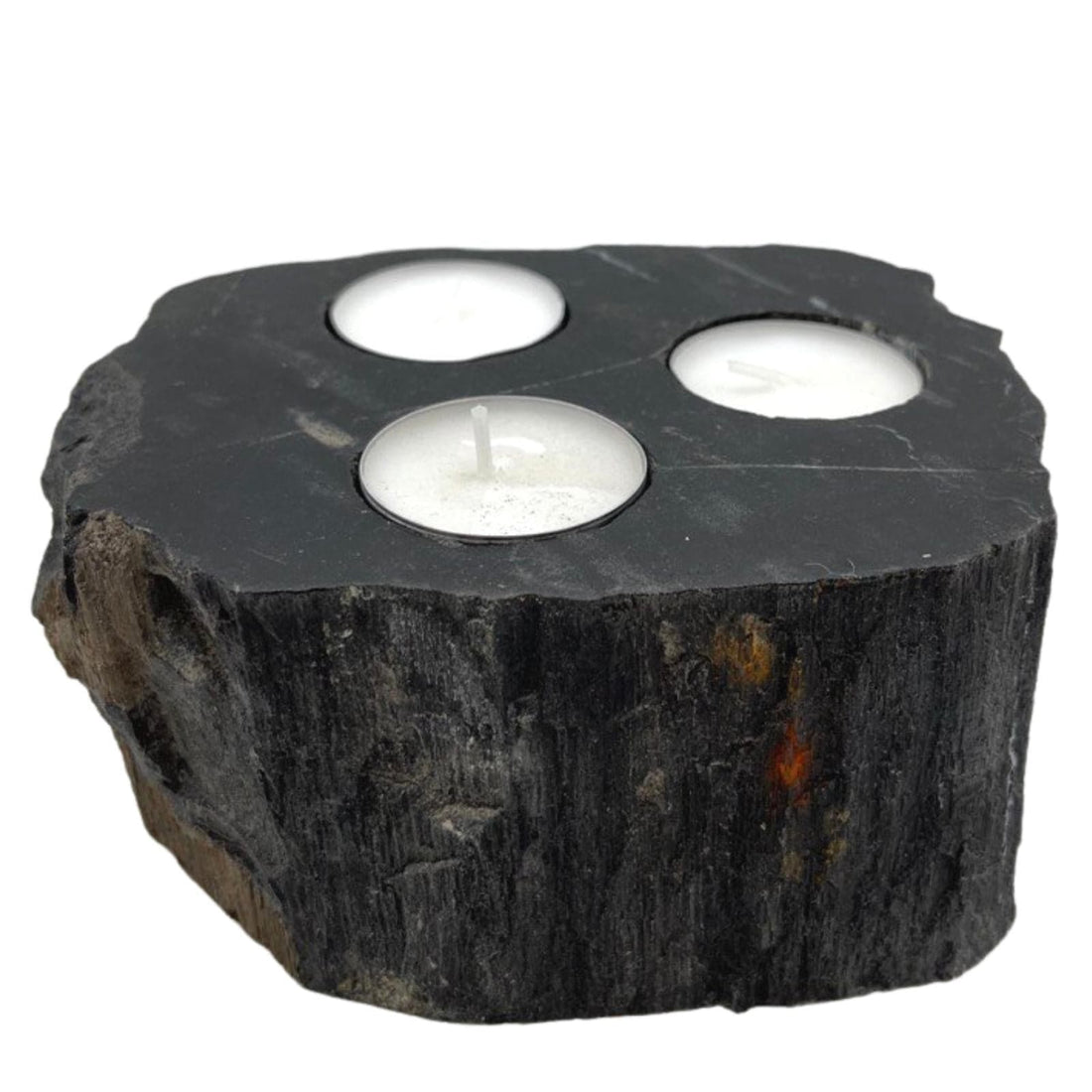 Petrified Wood Candle Holder - Triple - best price from Maltashopper.com PETW-04