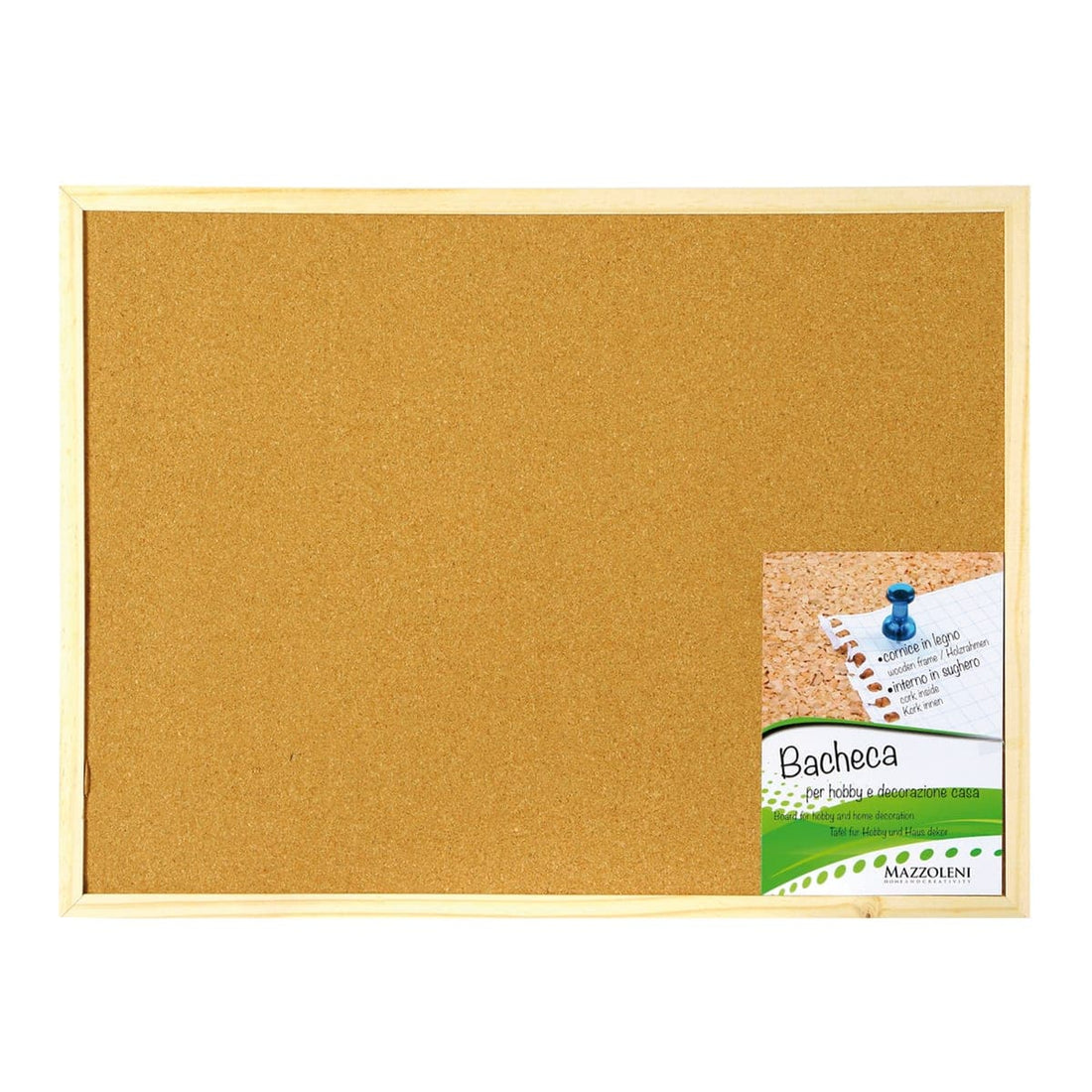 60X90 CM CORK NOTICE BOARD WITH NATURAL WOOD FRAME - best price from Maltashopper.com BR480770039