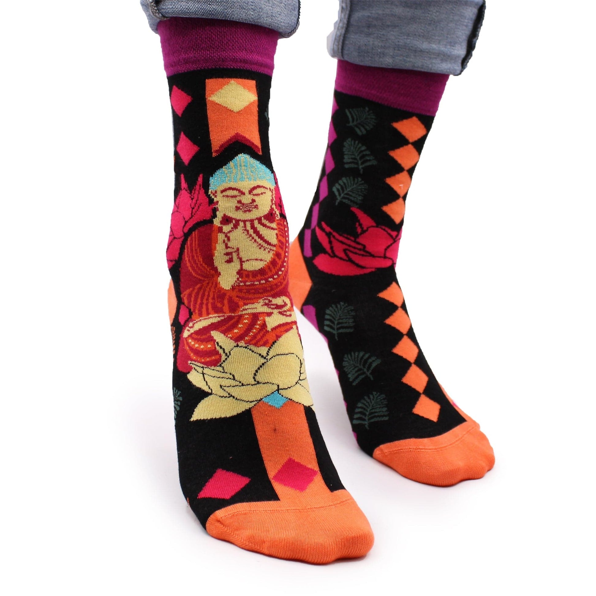 Hop Hare Bamboo Socks (41-46) - Pink Buddha & Lotus  - best price from Maltashopper.com BAMS-22M