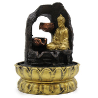 Tabletop Water Feature - 30cm - Golden Meditating Buddha - best price from Maltashopper.com WATERF-01