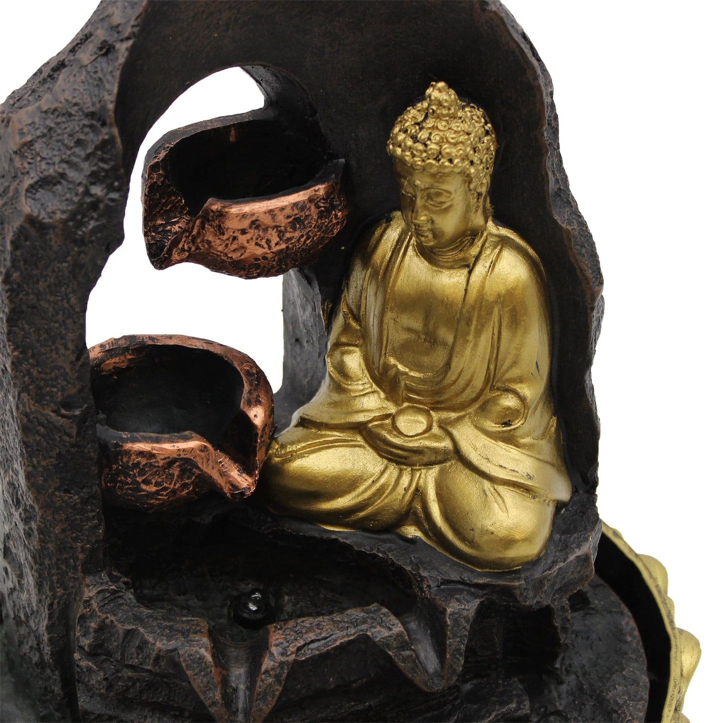 Tabletop Water Feature - 30cm - Golden Meditating Buddha - best price from Maltashopper.com WATERF-01