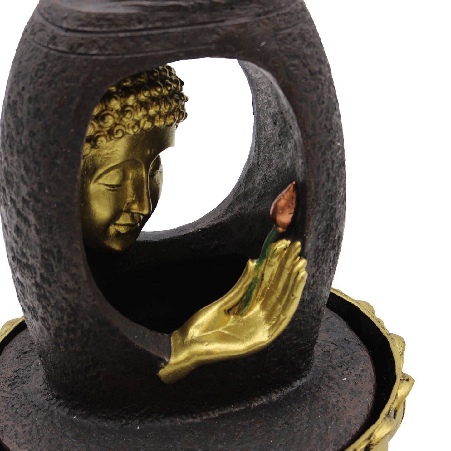 Tabletop Water Feature - 30cm - Golden Buddha & Vitarka Mudra - best price from Maltashopper.com WATERF-04