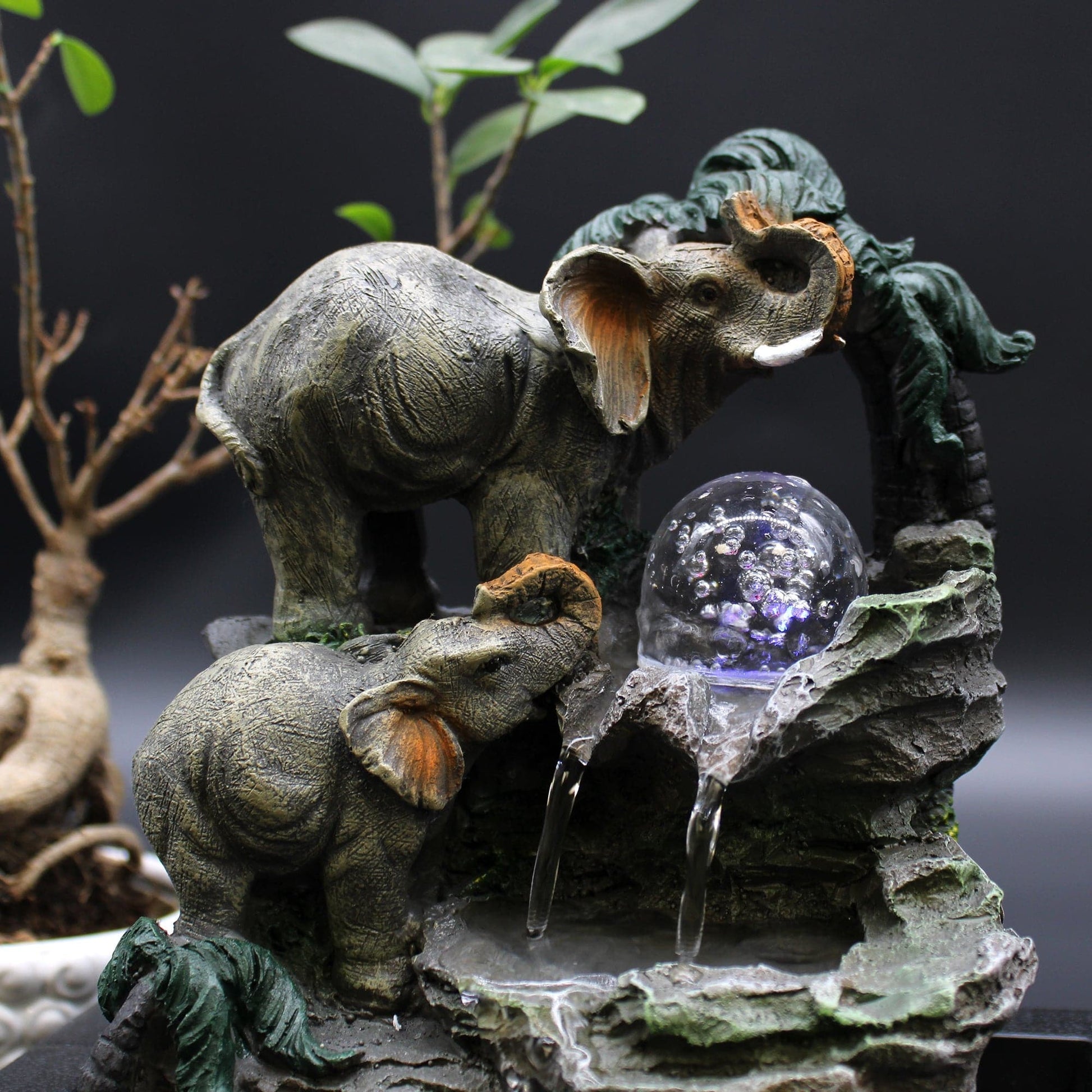 Tabletop Water Feature - 30cm - Elephant Family - best price from Maltashopper.com WATERF-07