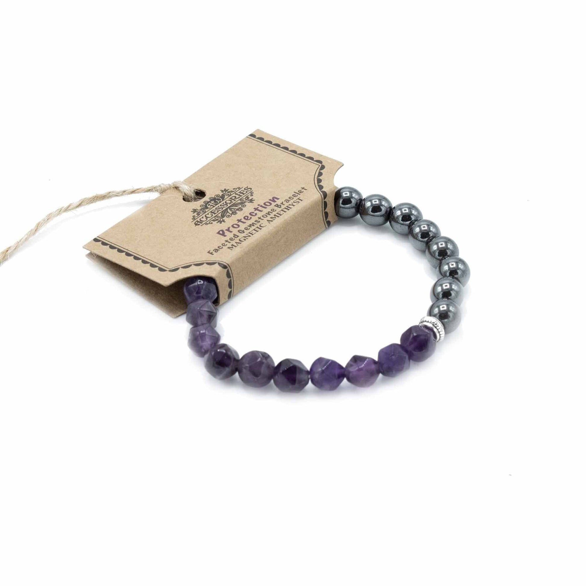 Faceted Gemstone Bracelet - Magnetic Amethyst - best price from Maltashopper.com FGEMB-03