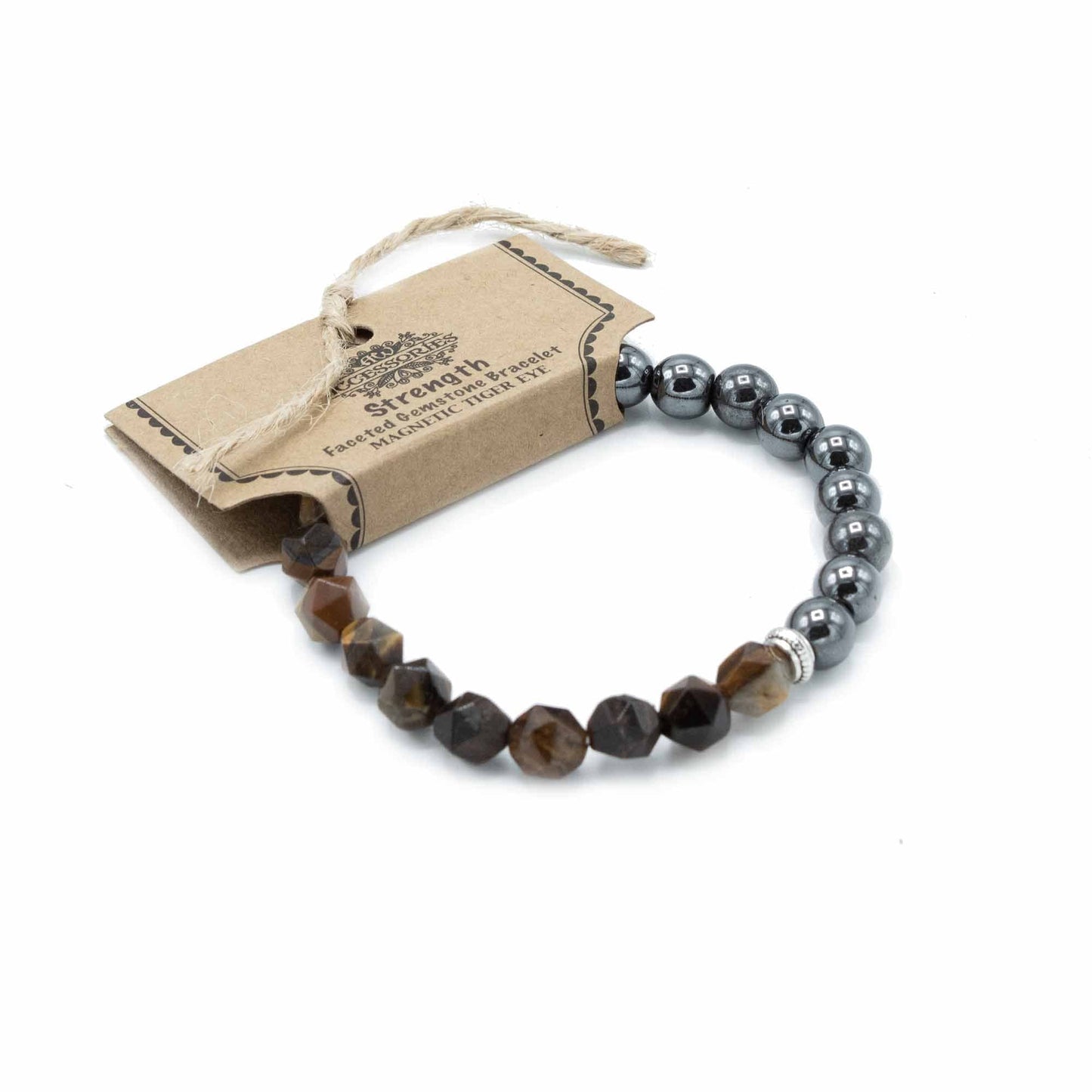 Faceted Gemstone Bracelet - Magnetic Tiger Eye - best price from Maltashopper.com FGEMB-04