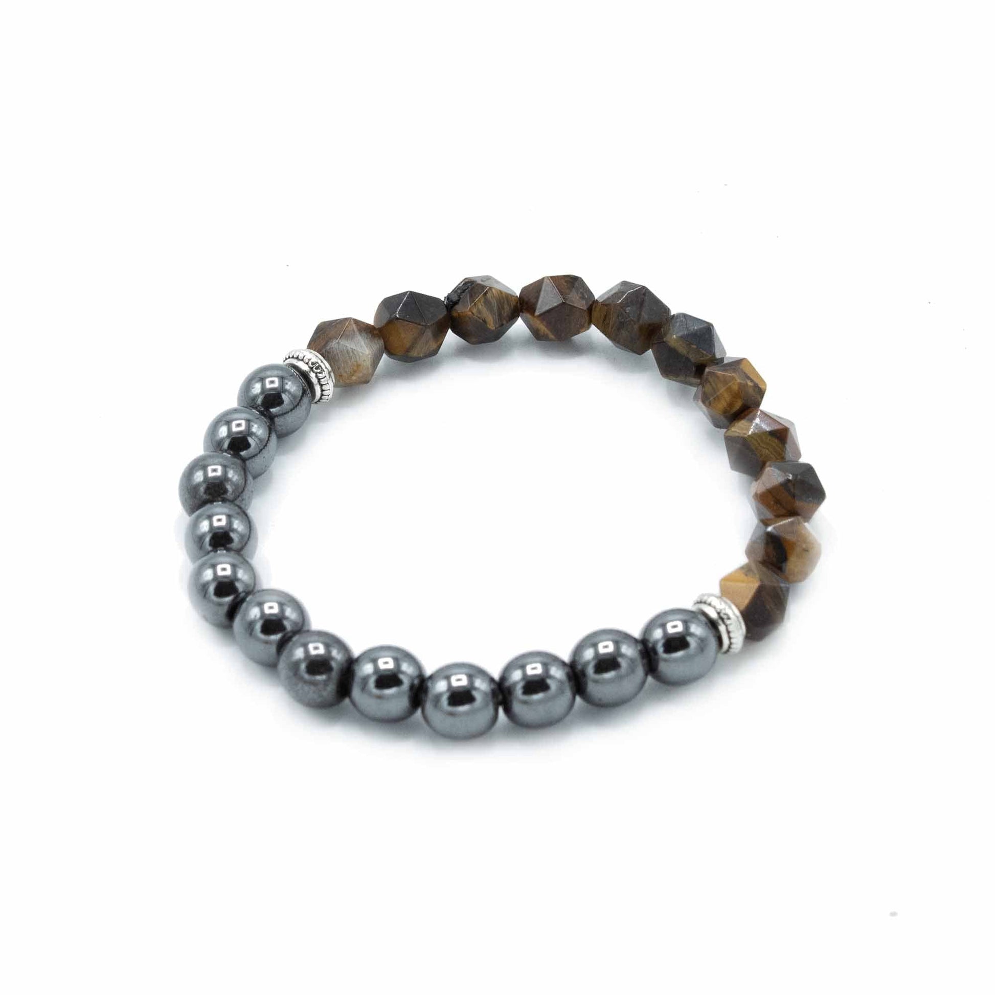 Faceted Gemstone Bracelet - Magnetic Tiger Eye - best price from Maltashopper.com FGEMB-04