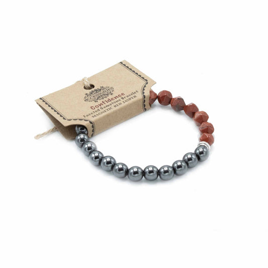 Faceted Gemstone Bracelet - Magnetic Red Jasper - best price from Maltashopper.com FGEMB-10