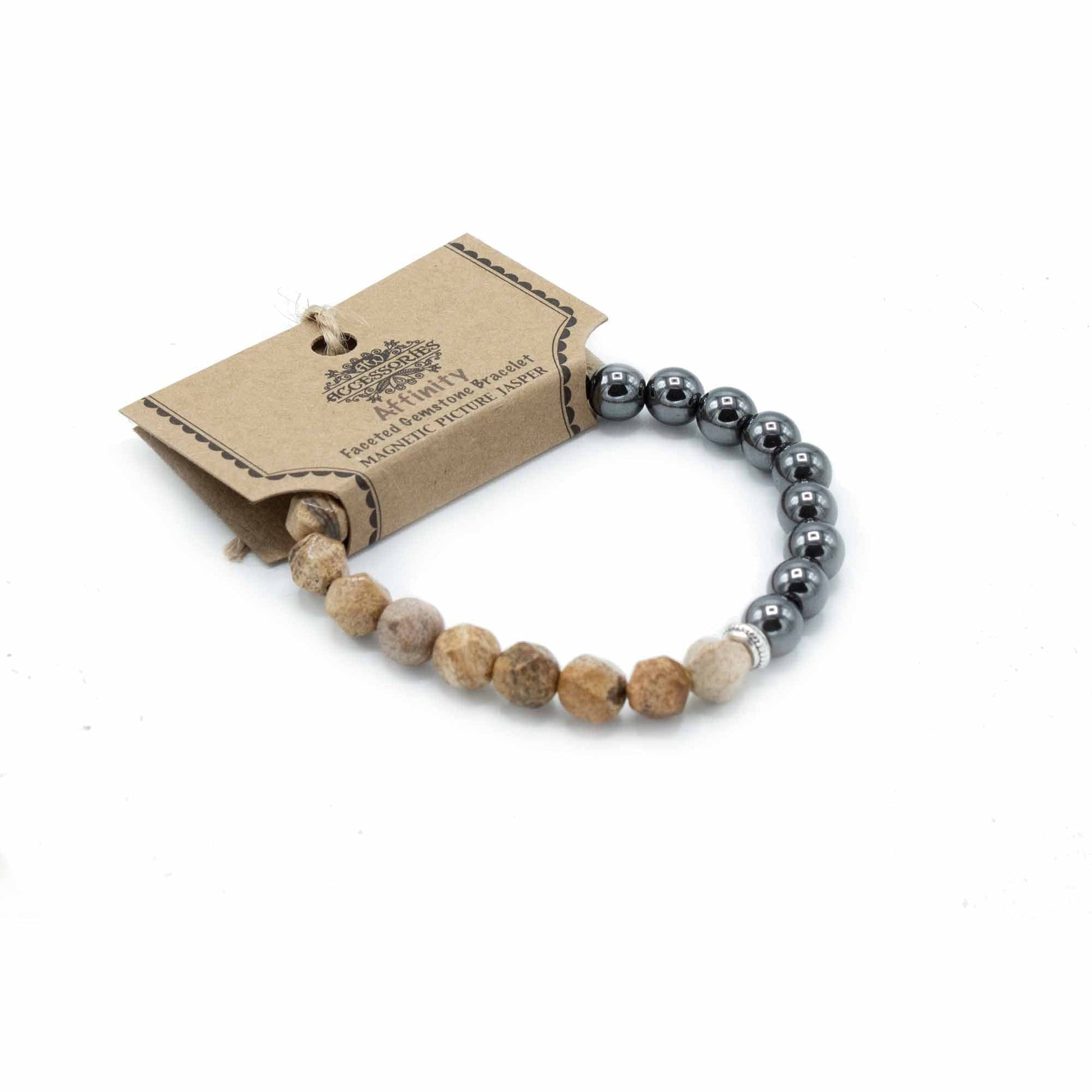 Faceted Gemstone Bracelet - Magnetic Picture Jasper - best price from Maltashopper.com FGEMB-12