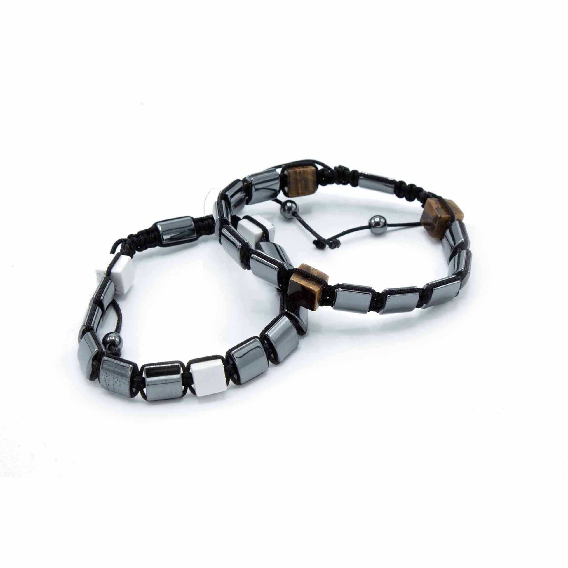 Magnetic Hematite Shamballa Bracelet - Hexagon Skulls - best price from Maltashopper.com MHSB-03