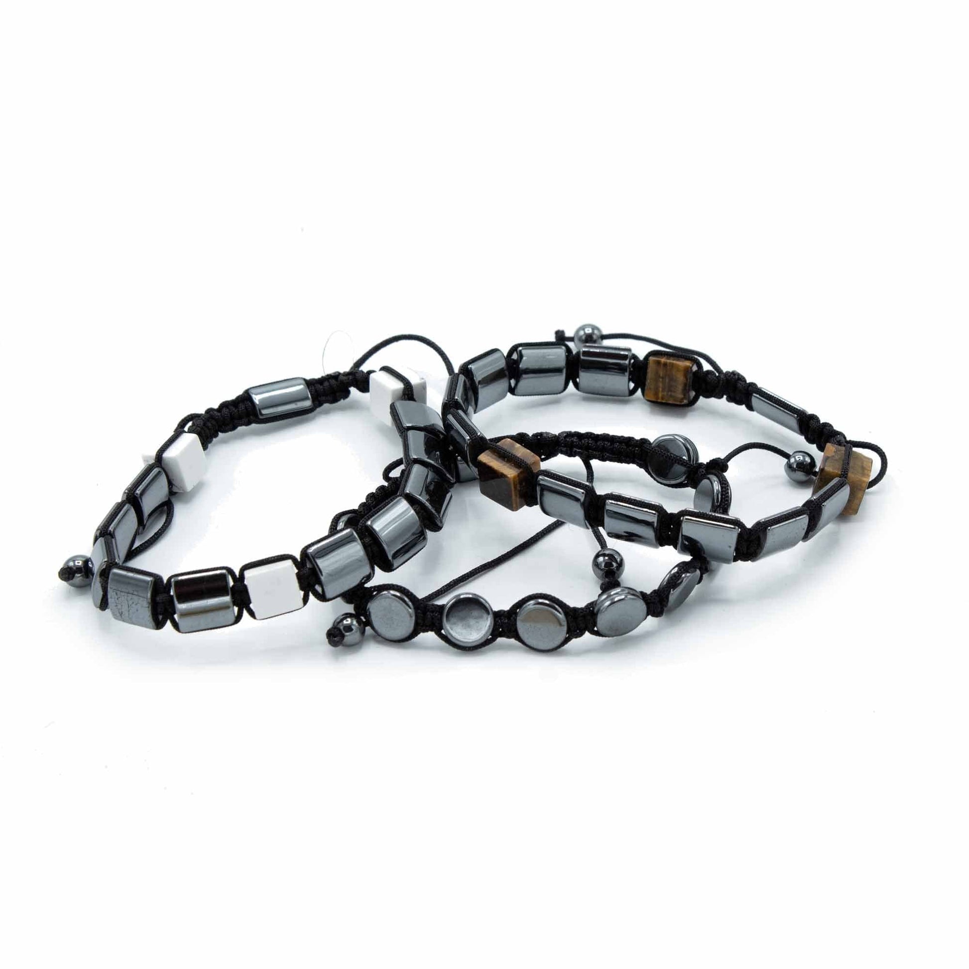 Magnetic Hematite Shamballa Bracelet - Round Corners - best price from Maltashopper.com MHSB-01