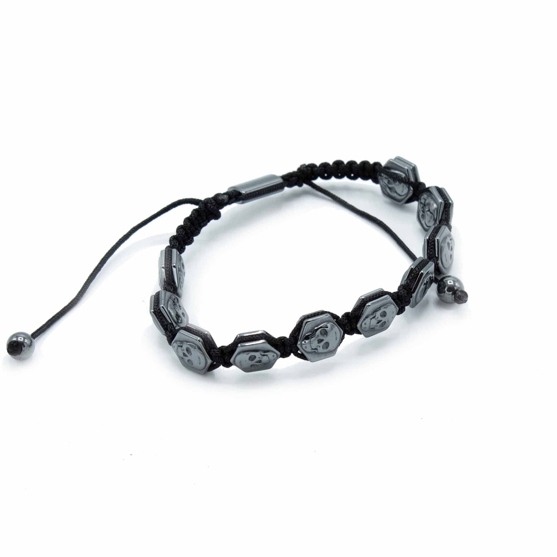 Magnetic Hematite Shamballa Bracelet - Hexagon Skulls - best price from Maltashopper.com MHSB-03