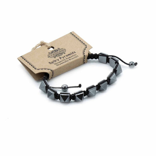 Magnetic Hematite Shamballa Bracelet - Spiky Pyramids - best price from Maltashopper.com MHSB-04