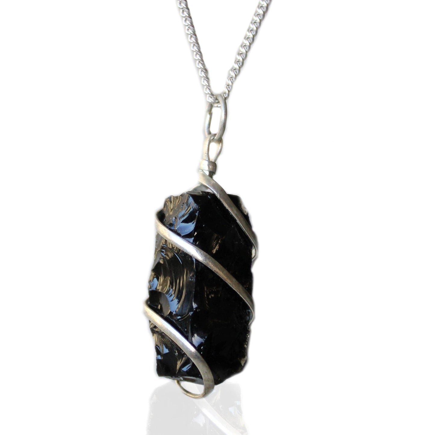 Cascade Wrapped Gemstone Necklace - Rough Black Onyx - best price from Maltashopper.com IGJ-14