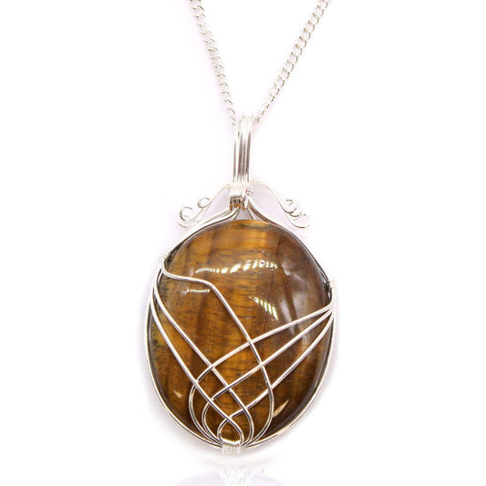 Bliss Swirl Wrapped Gemstone Necklace - Tiger Eye