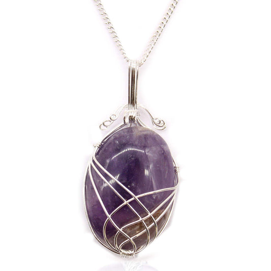 Bliss Swirl Wrapped Gemstone Necklace - Amethyst