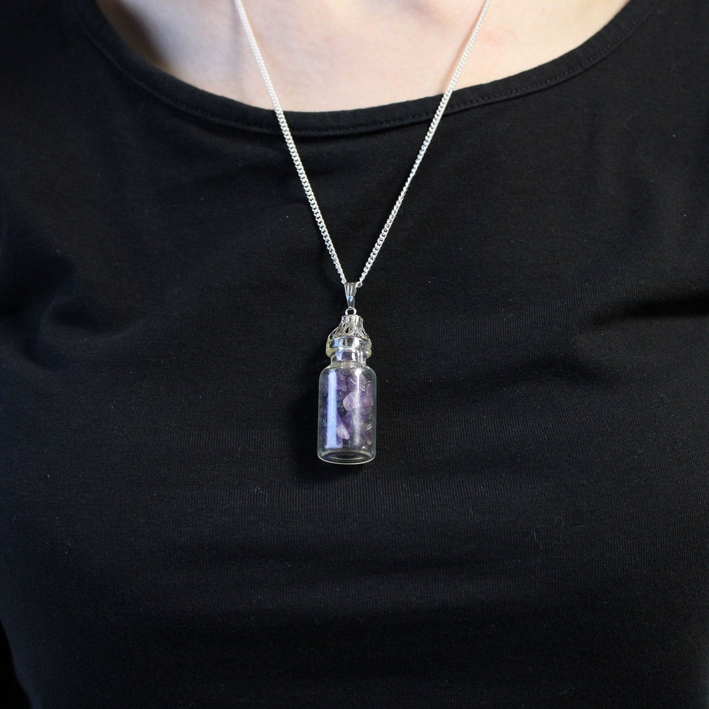 Bliss Bottled Gemstones Necklace - Amethyst