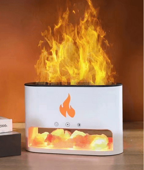 Bliss Blaze Aroma Diffuser - Himalayan Salt Chamber - USB-C - Flame Effect (Salt not included)