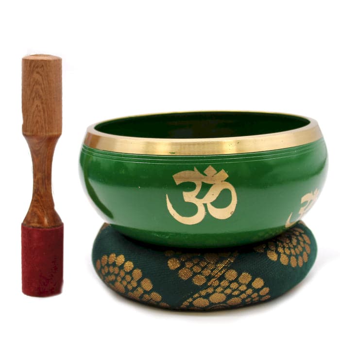 Lrg Tree of Life Singing Bowl Set- Green 14cm - best price from Maltashopper.com TIB-95