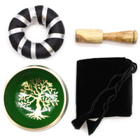 Tree of Life Singing Bowl Set- Green 10.7cm - best price from Maltashopper.com TIB-90