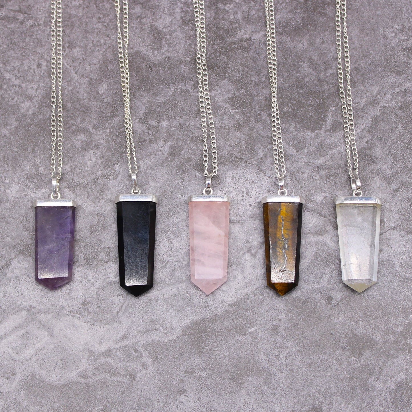 Gemstone Flat Pencil Pendant - Rock Quartz - best price from Maltashopper.com GPJ-06